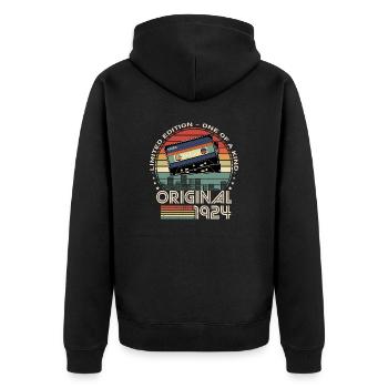 Limited Edition 1924 100th Anniversary - Unisex Premium Organic Zip Hoodie - black - Back - Nico (187cm)