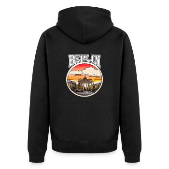 Berlin Brandenburger Tor 2 - Unisex Premium Bio Zip Hoodie - Schwarz - Hinten - Nico (187cm)