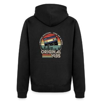 Limited Edition 1935 89th Anniversary - Unisex Premium Organic Zip Hoodie - black - Back - Nico (187cm)