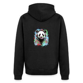 Panda, headphones,panda with headphones, illustration - Unisex Premium Organic Zip Hoodie - black - Back - Nico (187cm)