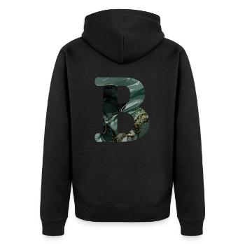 Lettre b marbré vert - Veste à capuche bio Premium Unisexe - noir - Dos - Nico (187cm)