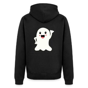ghost 2 - Unisex Premium Bio Zip Hoodie - Schwarz - Hinten - Nico (187cm)