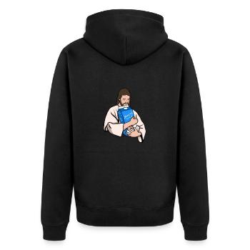 Jesus liebt Mandelmilch (Pflanzenfresser Jesus) - Unisex Premium Bio Zip Hoodie - Schwarz - Hinten - Nico (187cm)