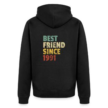 Meilleur ami depuis 1991 Slogan d’anniversaire drôle - Veste à capuche bio Premium Unisexe - noir - Dos - Nico (187cm)