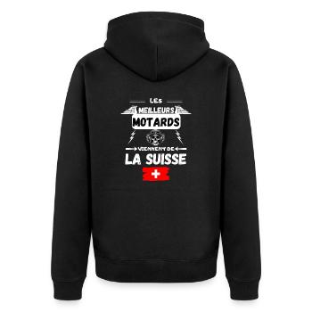 LES MEILLEURS MOTARD SONT EN SUISSE - Veste à capuche bio Premium Unisexe - noir - Dos - Nico (187cm)