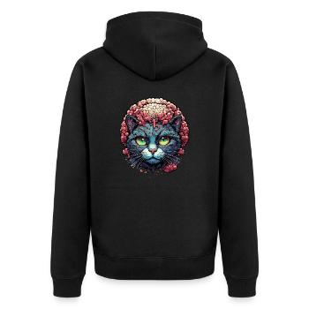 Cool Cat / Funny / Animal / Pet / Crazy - Unisex Premium Organic Zip Hoodie - black - Back - Nico (187cm)