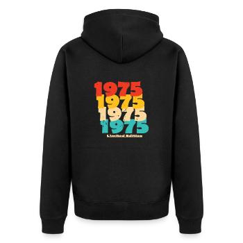 1975: Limited Edition - 49th Anniversary - Unisex Premium Organic Zip Hoodie - black - Back - Nico (187cm)