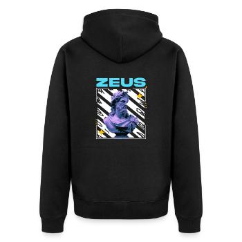 ZEUS - Unisex Premium Organic Zip Hoodie - black - Back - Nico (187cm)