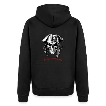 Pirate Skull 07 2024 B Zeichenfläche 1 - Unisex Premium Bio Zip Hoodie - Schwarz - Hinten - Nico (187cm)