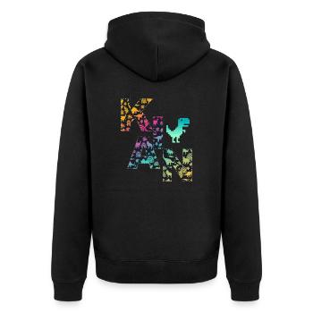 KIAN - Schöner Jungen Name mit Dinosaurier - Unisex Premium Bio Zip Hoodie - Schwarz - Hinten - Nico (187cm)