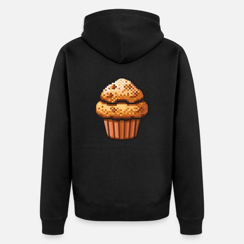 Cupkake Pixel Symbole Gâteau - Veste à capuche bio Premium Unisexe - noir
