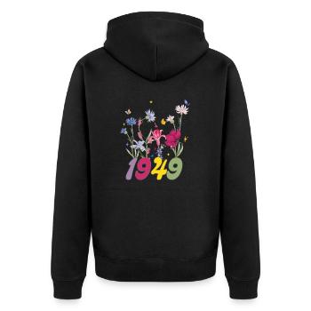Geburtsjahr 1949 Wildblumen - Unisex Premium Bio Zip Hoodie - Schwarz - Hinten - Nico (187cm)