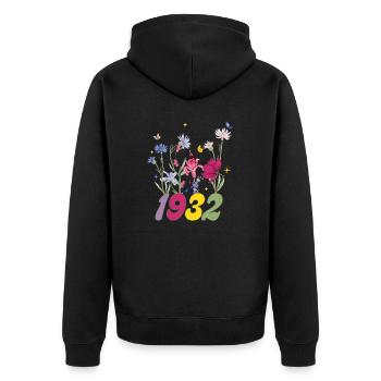 Année de naissance 1932 fleurs sauvages - Veste à capuche bio Premium Unisexe - noir - Dos - Nico (187cm)