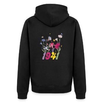 Année de naissance 1941 fleurs sauvages - Veste à capuche bio Premium Unisexe - noir - Dos - Nico (187cm)
