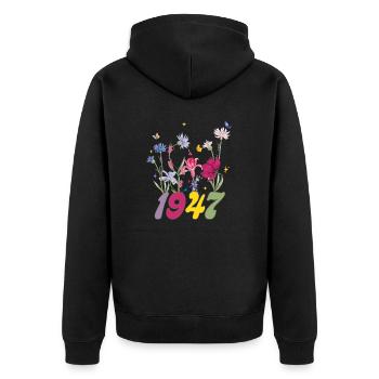 Year of Birth 1947 Wildflowers - Unisex Premium Organic Zip Hoodie - black - Back - Nico (187cm)