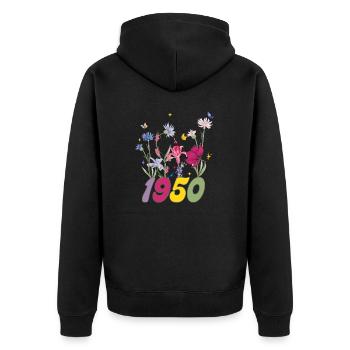 Geburtsjahr 1950 Wildblumen - Unisex Premium Bio Zip Hoodie - Schwarz - Hinten - Nico (187cm)