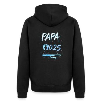 Papa 2025 Loading für werdende Väter Geschenk - Unisex Premium Bio Zip Hoodie - Schwarz - Hinten - Nico (187cm)