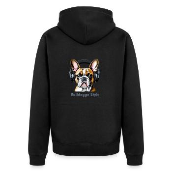 Funny Bulldogge - Quotes - Unisex Premium Bio Zip Hoodie - Schwarz - Hinten - Nico (187cm)