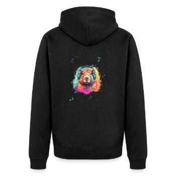 Capybara,illustration,Écouteurs,Musique,Graffiti - Veste à capuche bio Premium Unisexe - noir - Dos - Nico (187cm)