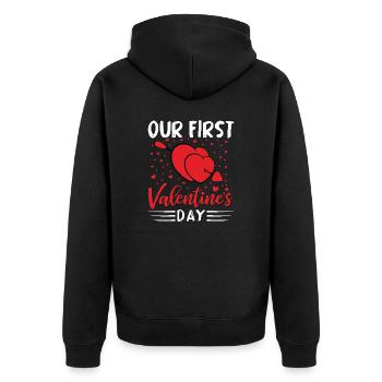 xoxo love you amore Blumen Frauen Valentinstag 14 - Unisex Premium Bio Zip Hoodie - Schwarz - Hinten - Nico (187cm)