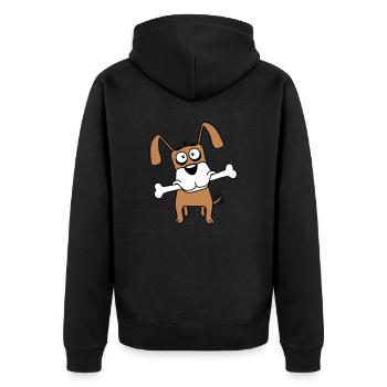 Funny Dog Big Bone Mouth Mouth Hunger Cool - Unisex Premium Organic Zip Hoodie - black - Back - Nico (187cm)