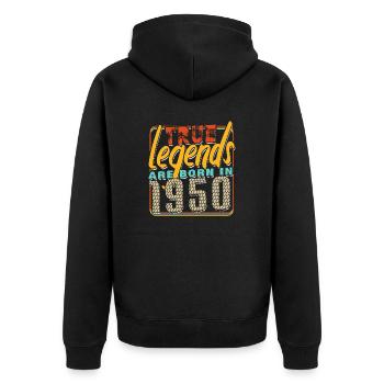 Wahre Legenden werden 1950 geboren Vintage Geburtstag - Unisex Premium Bio Zip Hoodie - Schwarz - Hinten - Nico (187cm)