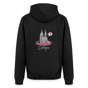 Cologne Cathédrale, Cologne,Cologne Amour, Cœur, Ville, Cologne - Veste à capuche bio Premium Unisexe - noir - Dos - Nico (187cm)
