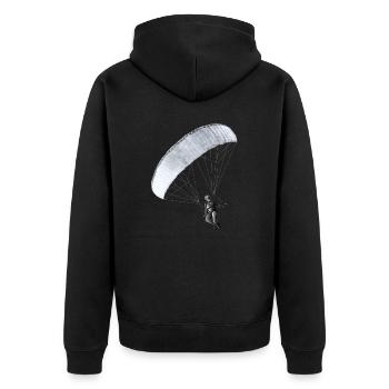 Paragleiter Bleistift - Unisex Premium Bio Zip Hoodie - Schwarz - Hinten - Nico (187cm)