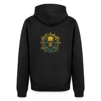 Tschernobyl-Atom 12 - Unisex Premium Bio Zip Hoodie - Schwarz - Hinten - Nico (187cm)