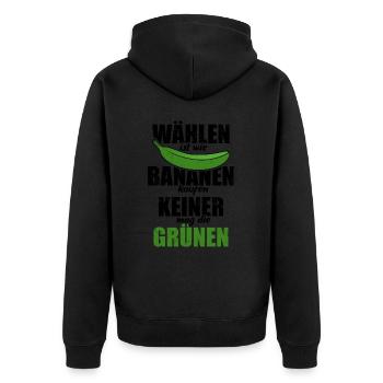 Wählen ist wie Bananen kaufen - keine Grünen - Unisex Premium Bio Zip Hoodie - Schwarz - Hinten - Nico (187cm)