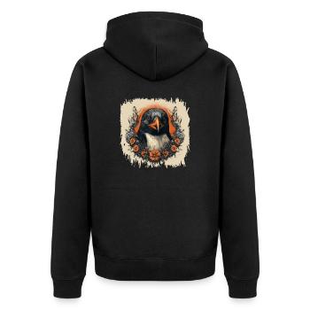 dancing penguin present statement cool - Unisex Premium Bio Zip Hoodie - Schwarz - Hinten - Nico (187cm)