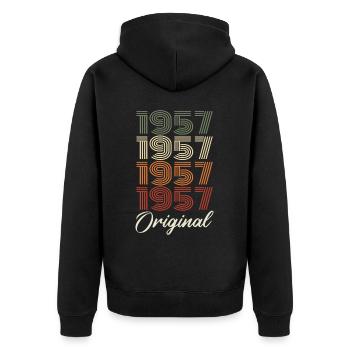 1957 Cadeau D'anniversaire Vintage Original 1957 - Veste à capuche bio Premium Unisexe - noir - Dos - Nico (187cm)