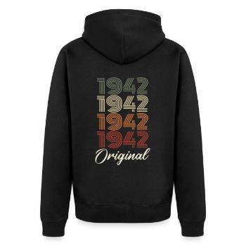 1942 Original Vintage Geburtstagsgeschenk 1942 - Unisex Premium Bio Zip Hoodie - Schwarz - Hinten - Nico (187cm)