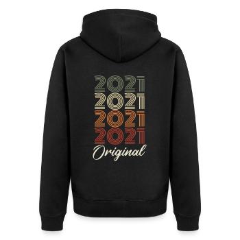 2021 Original Vintage Geburtstagsgeschenk 2021 - Unisex Premium Bio Zip Hoodie - Schwarz - Hinten - Nico (187cm)