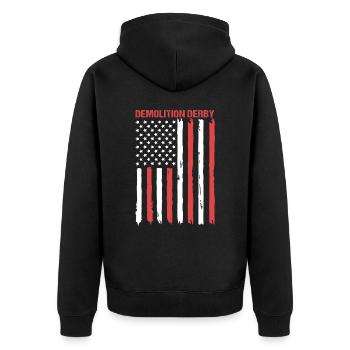 Demolition of the derby - Unisex Premium Organic Zip Hoodie - black - Back - Nico (187cm)
