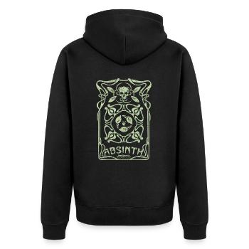 Absinth T Shirt La Fée Verte Art Nouveau Shabby - Unisex Premium Bio Zip Hoodie - Schwarz - Hinten - Nico (187cm)