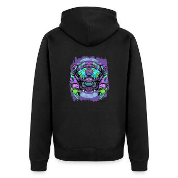 green turtle animal funny sayings funny geek fun - Unisex Premium Bio Zip Hoodie - Schwarz - Hinten - Nico (187cm)