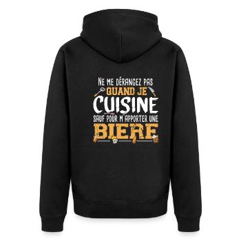 Cuisine Bière Alcool Apéro Cadeau Humour Cuisinier - Veste à capuche bio Premium Unisexe - noir - Dos - Nico (187cm)