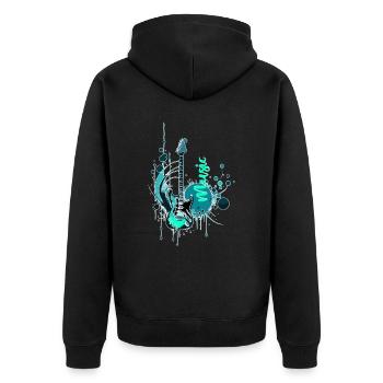 Musik - Unisex Premium Bio Zip Hoodie - Schwarz - Hinten - Nico (187cm)