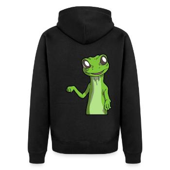 Gecko | Amphibien Haustier Tiere Eidechse Geschenk - Unisex Premium Bio Zip Hoodie - Schwarz - Hinten - Nico (187cm)