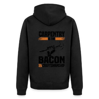 Geschenke für Tischler | Lehrling Geselle Handwerk - Unisex Premium Bio Zip Hoodie - Schwarz - Hinten - Nico (187cm)