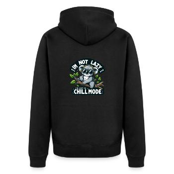 I'm not Lazy I'm in Chill Mode - Unisex Premium Bio Zip Hoodie - Schwarz - Hinten - Nico (187cm)