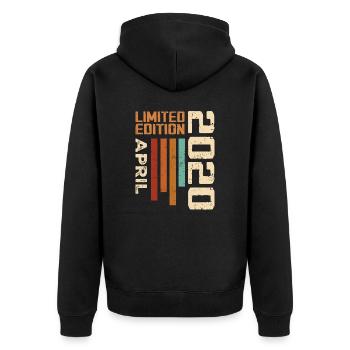 Geboren im April 2020 Geburtstagsgeschenk 2020 Retro - Unisex Premium Bio Zip Hoodie - Schwarz - Hinten - Nico (187cm)