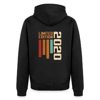 Jahrgang 2020 Retro 2020 Geburtstagsgeschenk - Unisex Premium Bio Zip Hoodie - Schwarz - Hinten - Nico (187cm)