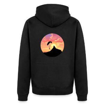 Paragleider/Paragleiter/Gleitschirm mit Berg Motiv - Unisex Premium Bio Zip Hoodie - Schwarz - Hinten - Nico (187cm)