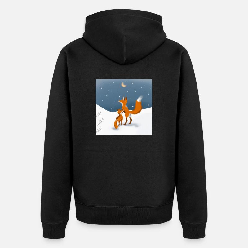 Renards dans la neige - Veste à capuche bio Premium Unisexe - noir