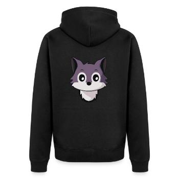Dog Wolf Husky Head Design - Unisex Premium Organic Zip Hoodie - black - Back - Nico (187cm)