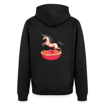 Unicorn with watermelon and dragon fruit - - Unisex Premium Organic Zip Hoodie - black - Back - Nico (187cm)