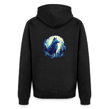 Fantasy: Wolf at Sunset - Unisex Premium Organic Zip Hoodie - black - Back - Nico (187cm)