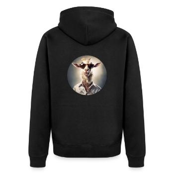 Cheerful hipster goat enjoys life - Unisex Premium Organic Zip Hoodie - black - Back - Nico (187cm)